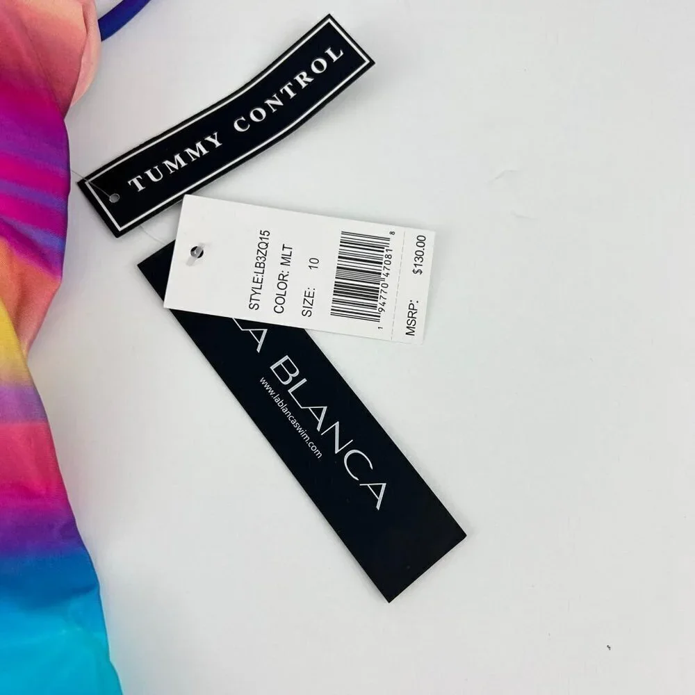 LA Blanca Sunset Shores One-Shoulder Strappy One-Piece Swimsuit Tummy Control Si - Picture 8 of 10